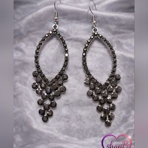 Elegant Black Sparkly Dangle Earrings